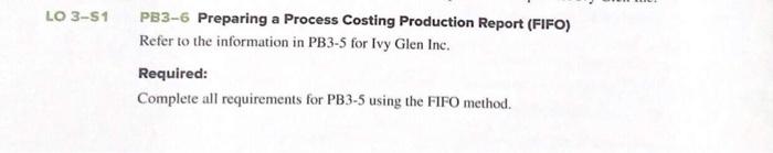  use this as a reference data LO 3-51 PB3-6 Preparing a