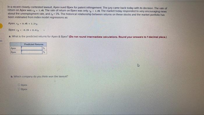 In a recent closely contested lawsuit, Apex sued Bpex for patent infringement.