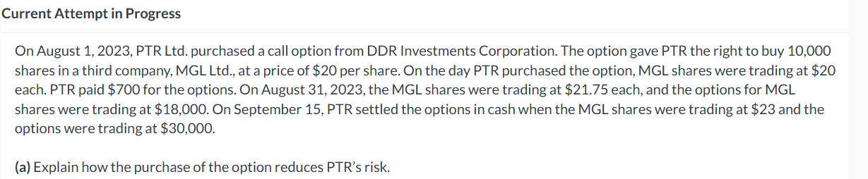  Current Attempt in Progress On August 1,2023, PTR Ltd. purchased a