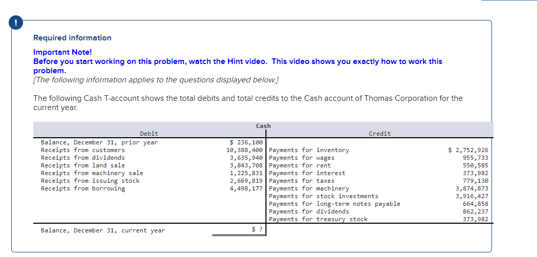 ACC 161 Required information Important Note! Before you start working on this