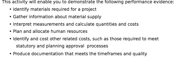 This activity will enable you to demonstrate the following performance evidence: