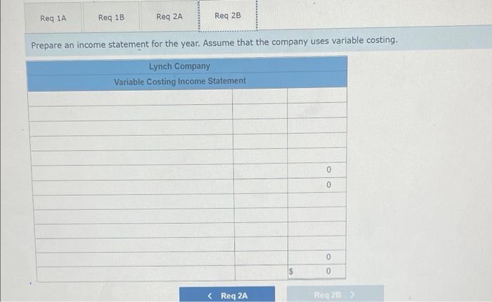 and sells a single product. The following costs were incurred during the