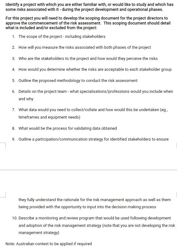 Case Study ( Engineering) Identifyr a project with which you are either