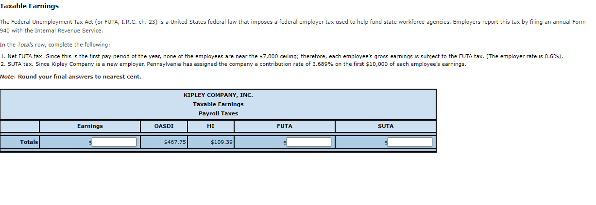 recording employee payroll for the Kipley Company for the pay period ending