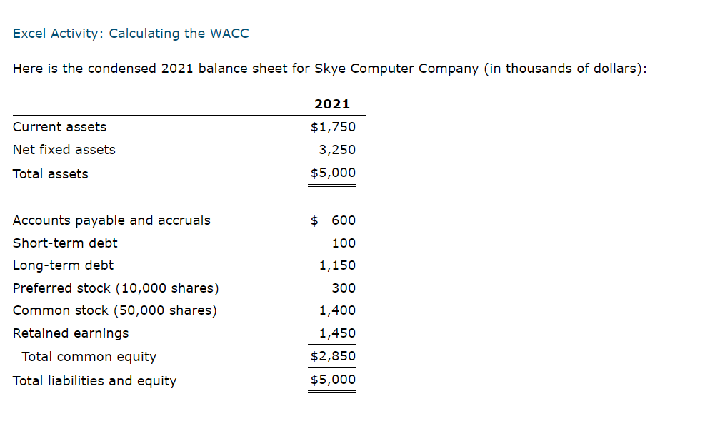 please I need help for part d ii Excel Activity: Calculating the