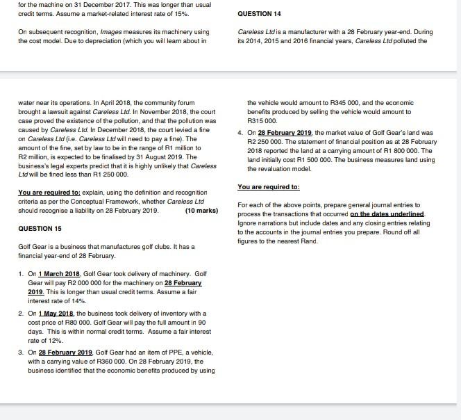  please answer question 14 and 15 for the machine on 31