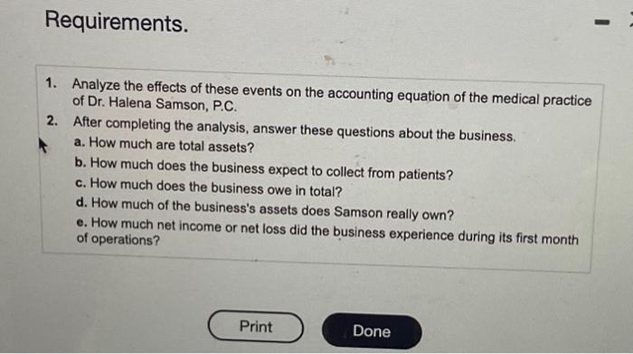 Samson. Prolessional Corporation (P.C.) experienced the following events: (1) (Cick the isen