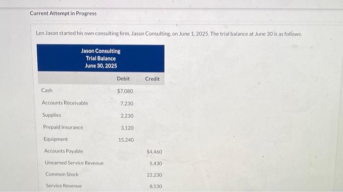  Current Attempt in Progress Len Jason started his own consulting firm,