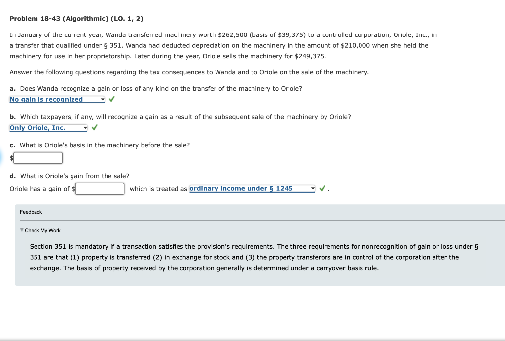 QUESTION 23 Problem 18-43 (Algorithmic) (LO. 1, 2) In January of the