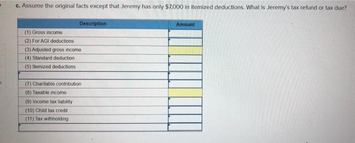 has one qualifying dependent child (age 14) who lives with him. Jeremy