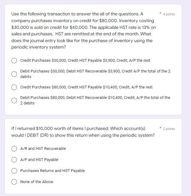 Multiple choice Use the following transaction to answer the all of the