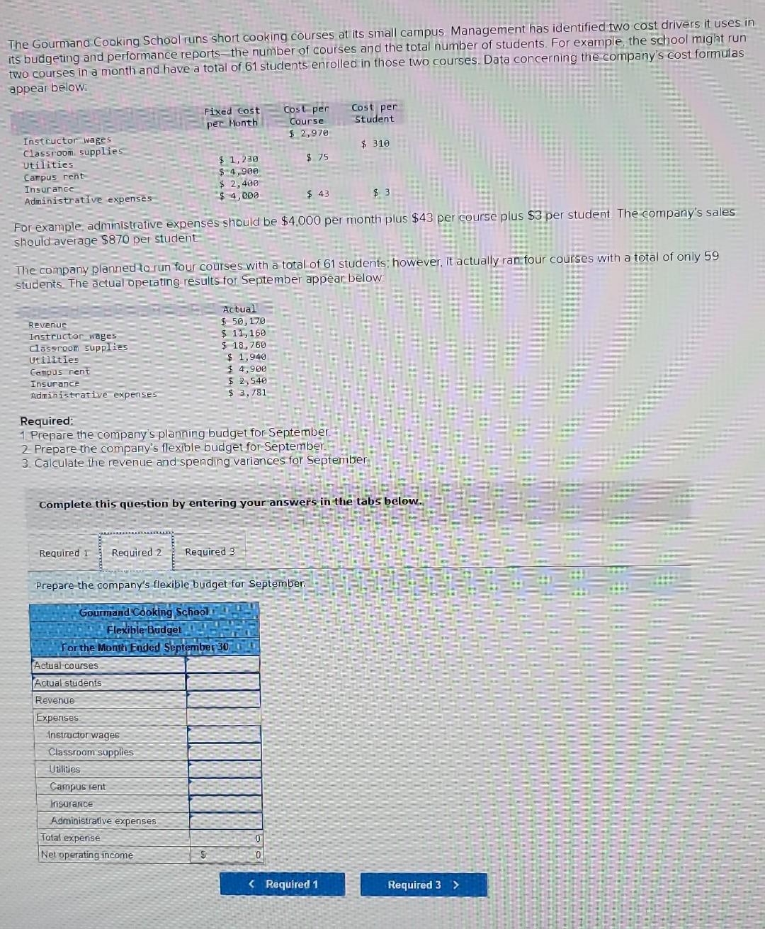 Cooking School runs short cooking courses at its small campus. Management has