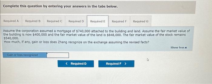 property transferred to the corporation had the following fair market values and