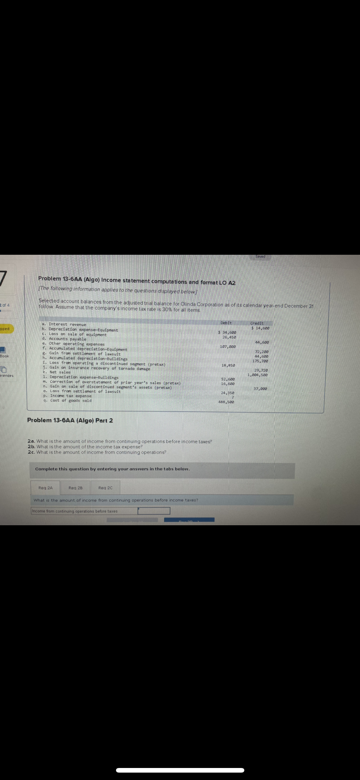  Problem 13-6AA (Algo) Income statement computations and format LO A2 The