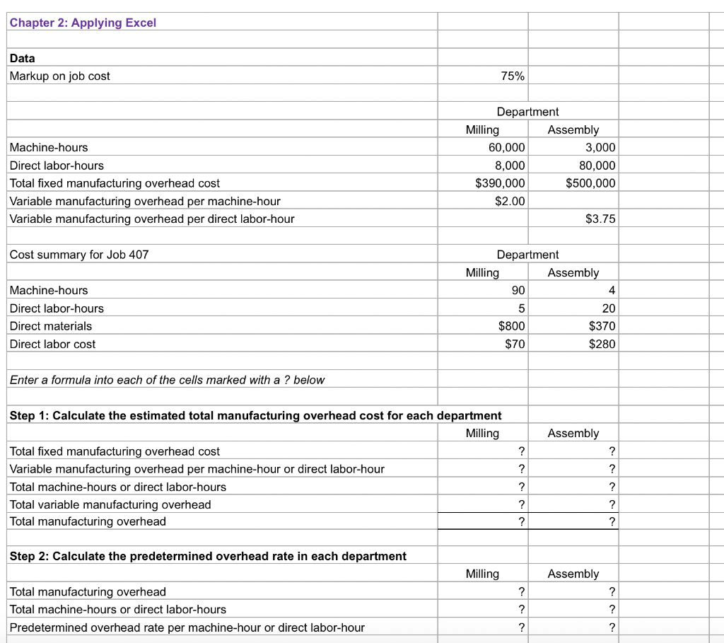 PLEASE ANSWER PART 2 ONLY Chapter 2: Applying Excel: Excel Worksheet (Part