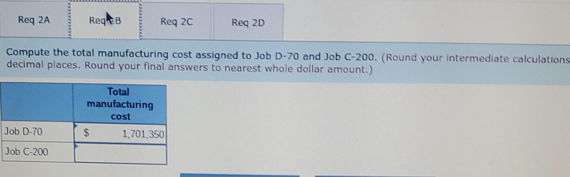 and it started, completed, and sold only two jobs, Job D-70 and