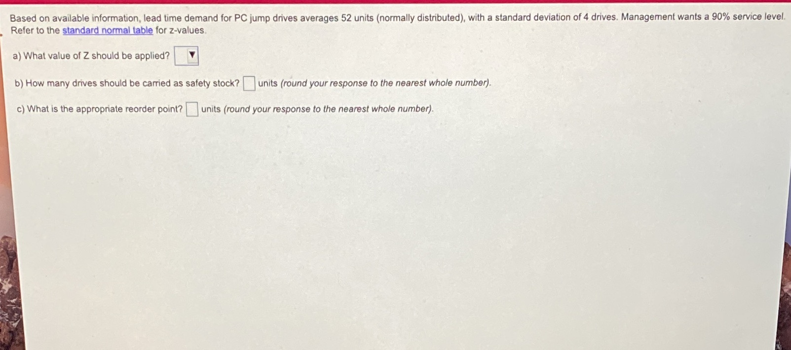  Based on available information, lead time demand for PC jump drives
