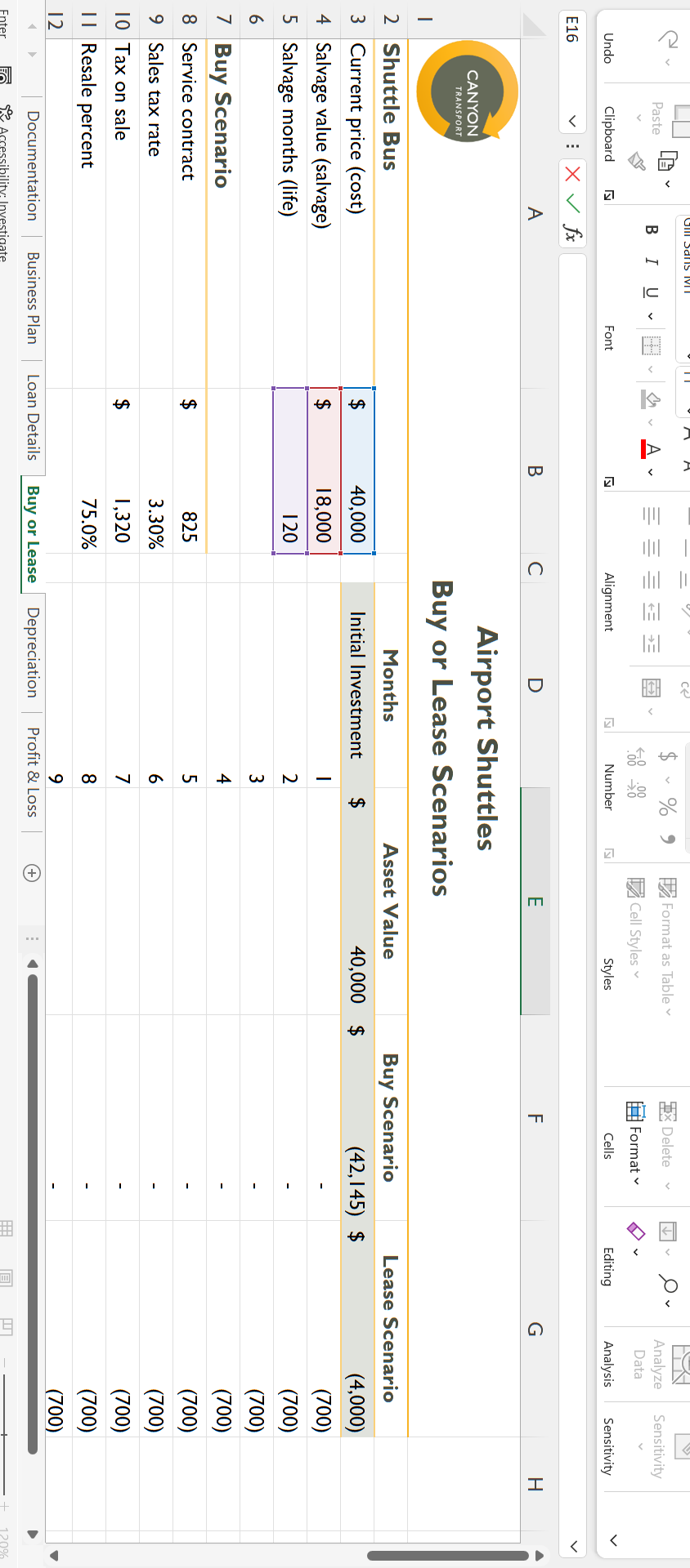 In cell E4, enter a formula that subtracts the result of the