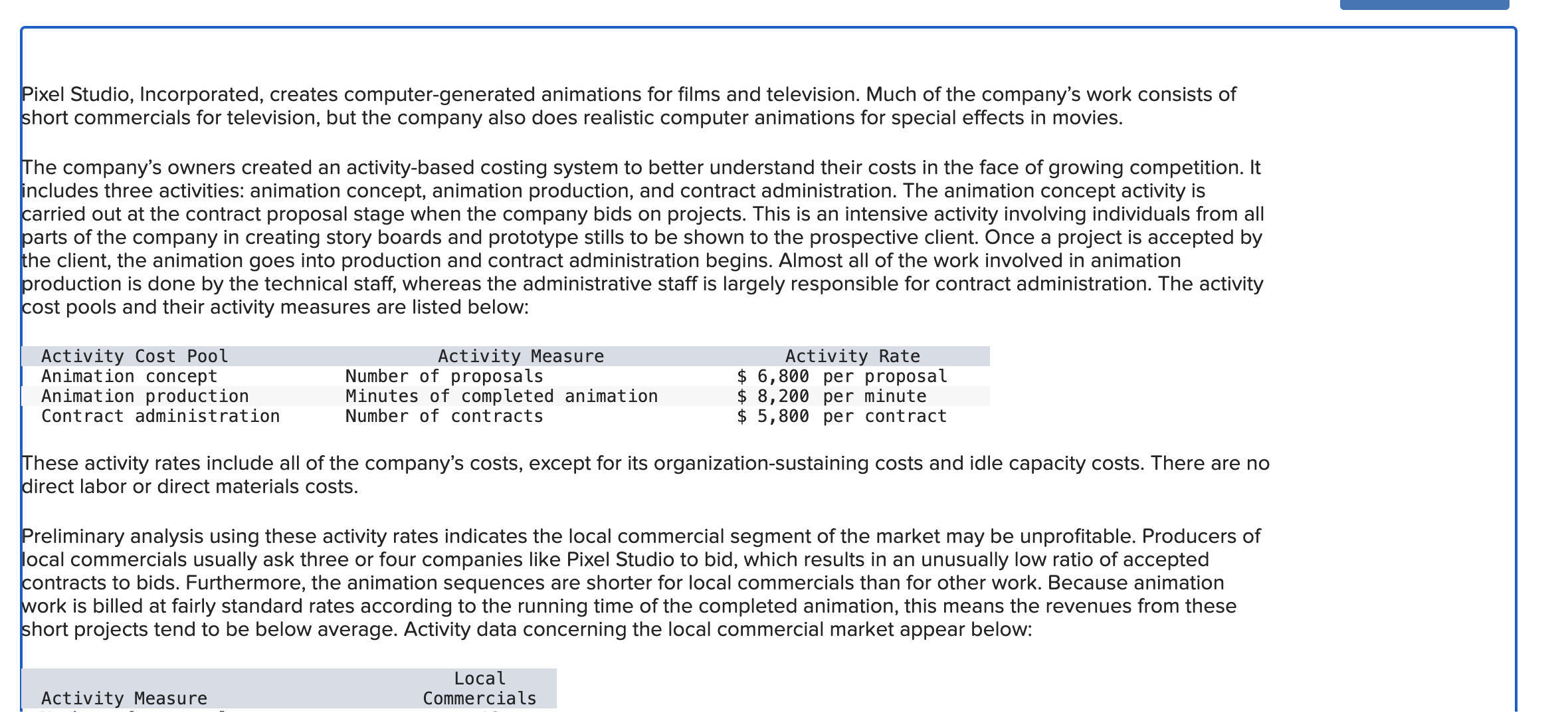  Pixel Studio, Incorporated, creates computer-generated animations for films and television. Much