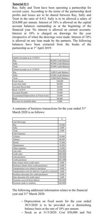  Tutorial Q 4 For this question you are required to use