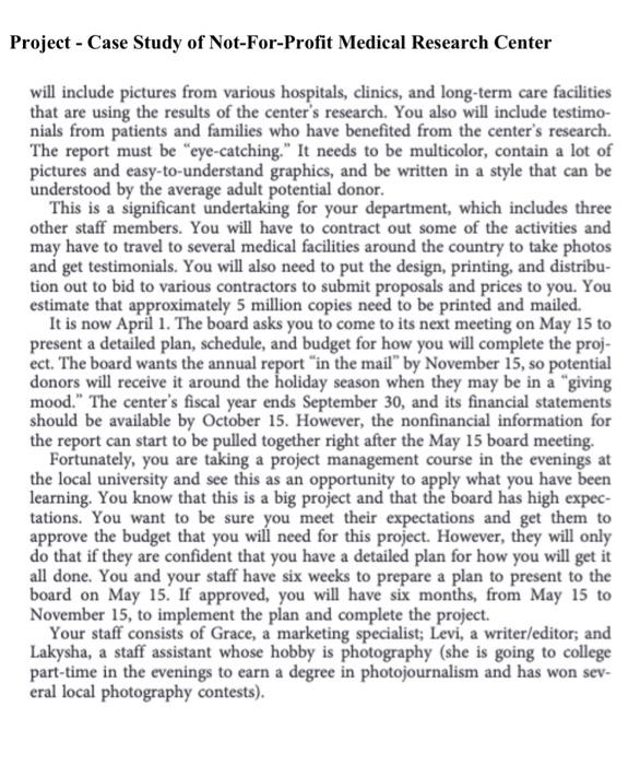 the schedule from Part 2, estimate the cost for each activity. 2.