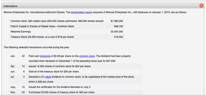 declared on July 5. Nov. Dec. 23 Purchased 30,000 shares of treasury