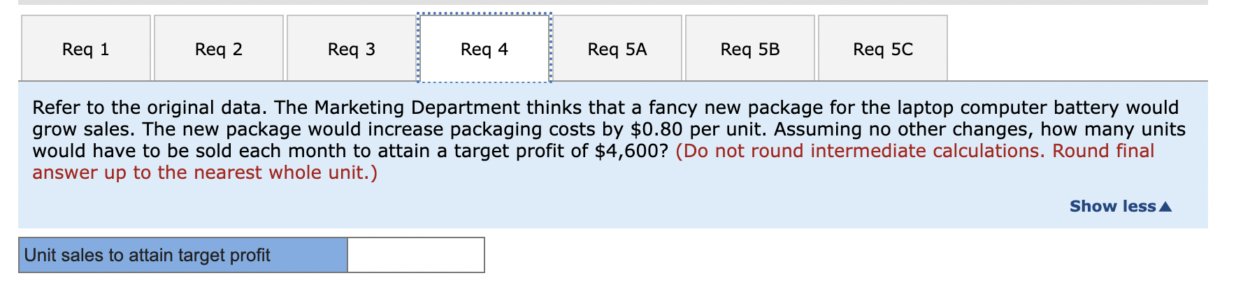 most recent month is given below: Compute the company's CM ratio and