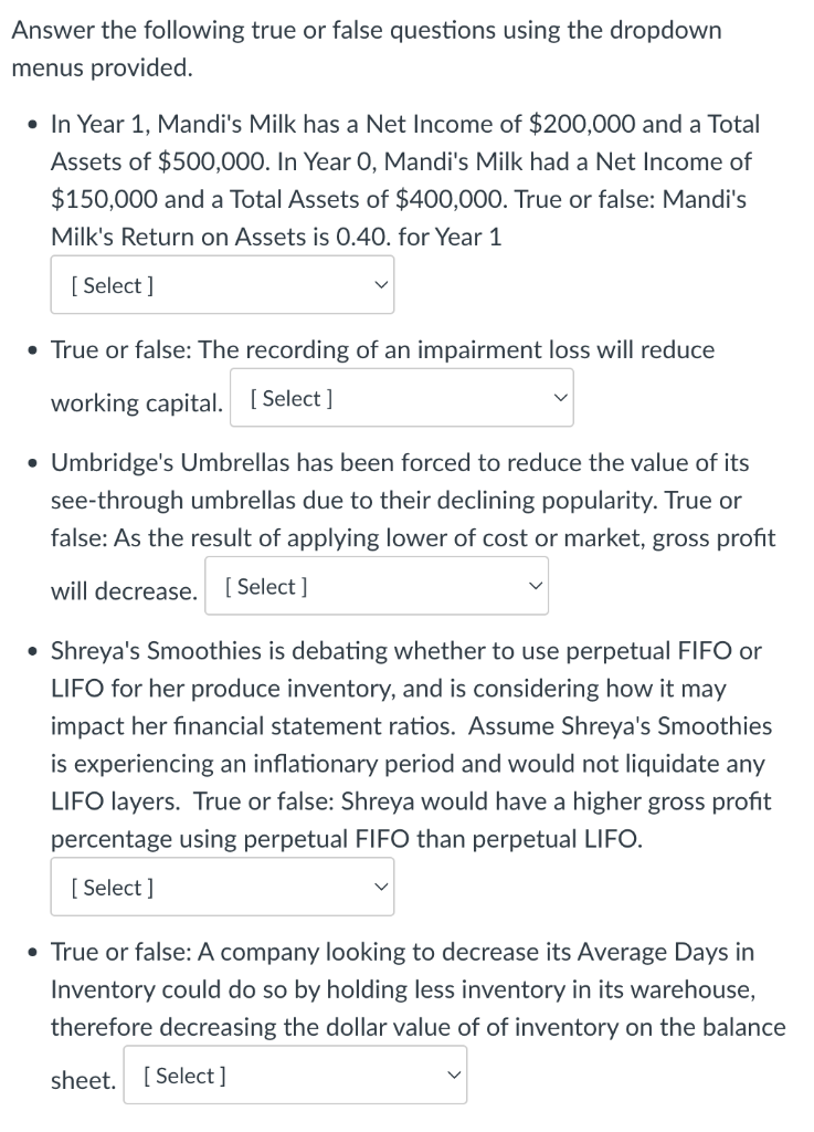  henus provided. - In Year 1, Mandi's Milk has a Net