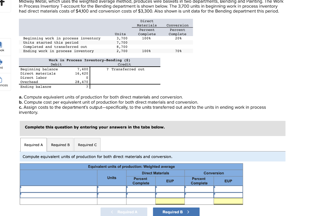 Midway Metal, which uses the weighted average method, produces wire baskets