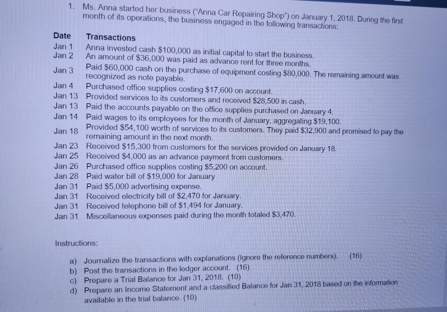  please do it asap! 1. Ms. Anna started her business ("Anna
