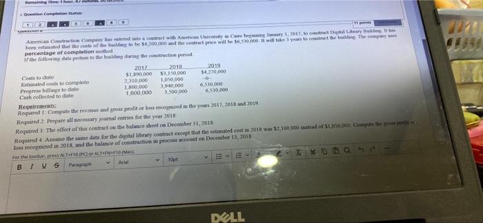 plz answer without excel Haming Time - Castian 2018 American Court Company