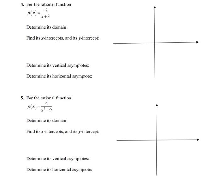  4. For the rational function p(x)=x+32 Determine its domain: Find its