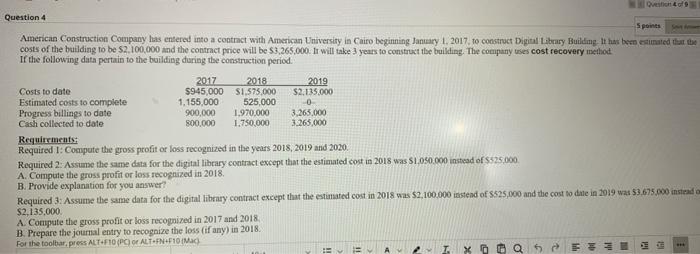 requirement 2 only 0 Question to Question 4 Spoints American Construction Company
