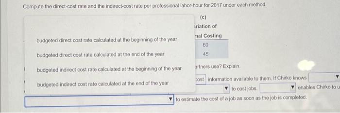 to cost jobs Chirko use by calculating a to estimate the cost