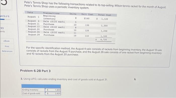 transactions related to its top-selling Wilson tennis racket for the month of