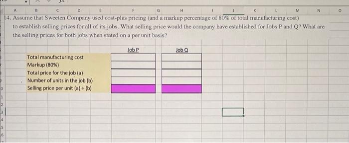 and for Jobs P and Q (all data and questions relate to