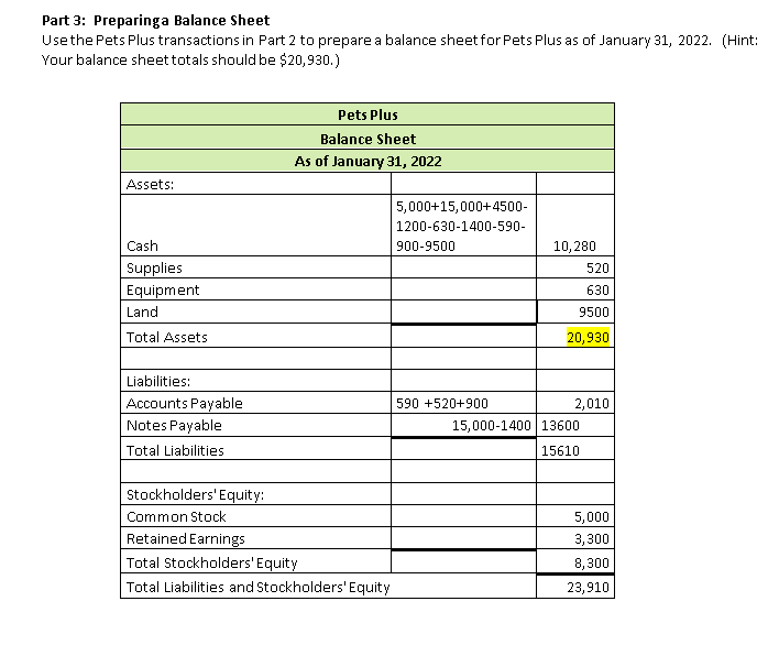 brand-new pet care company. Analyze each January 2022 transaction for Pets Plus