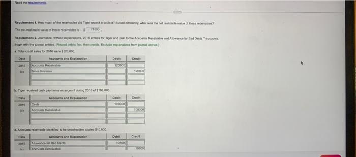 Less: Allowance for bad debts 3,500 Print Done Requirement 1. How much