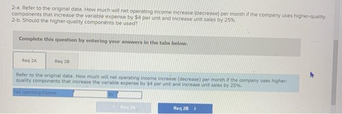 6-5 (Algo) Changes in Variable Costs, Fixed Costs, Selling Price, and Volume