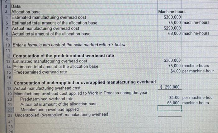 what formulas do I enter for cell (B22) and (B23)? 2 3