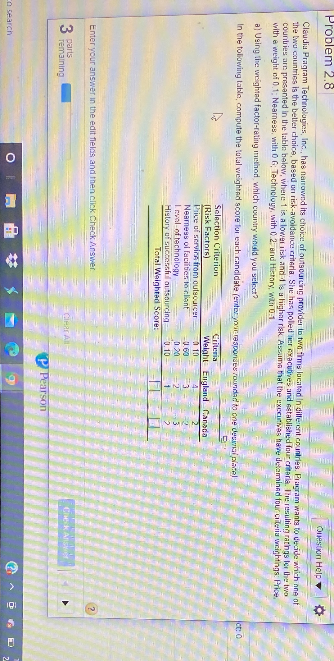 I need the total weight score for both rounded to one decimal