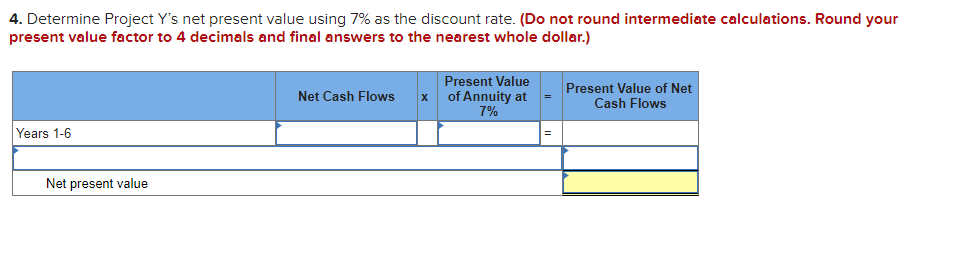 following information applies to the questions displayed below.] Project Y requires a
