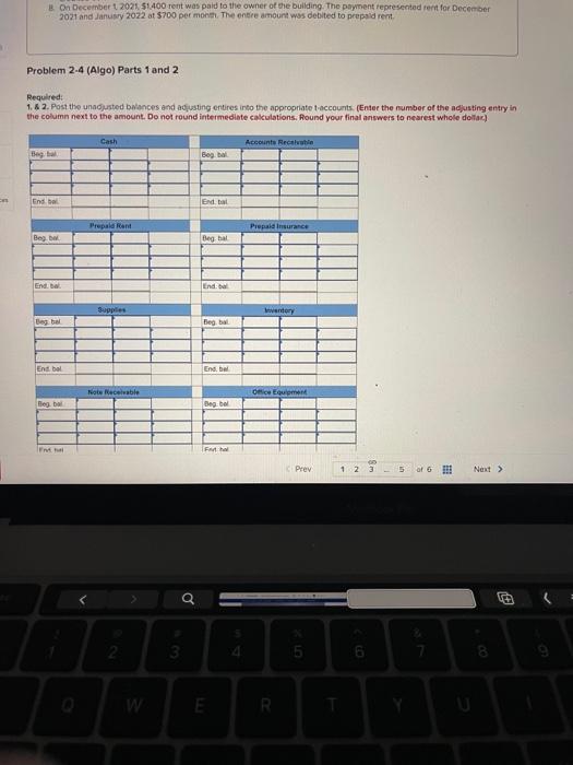 Problem 2-4 (Algo) Accounting cycle; adjusting entries through post-closing trial balance (L02-4,