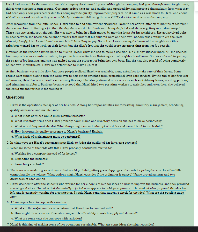 case hazel Hazel had worked for the same Fortune 500 company for