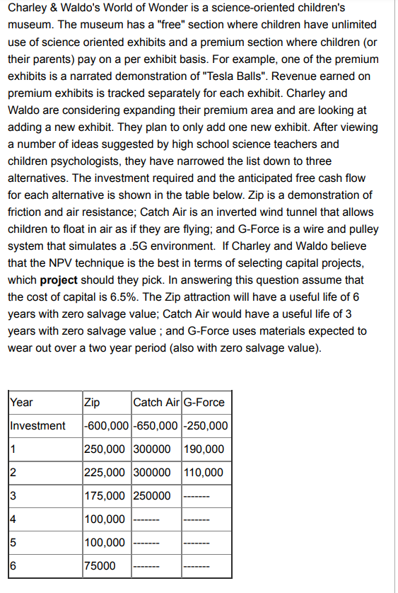  This is a multiply choice 1. Catch Air 2. Zip 3.