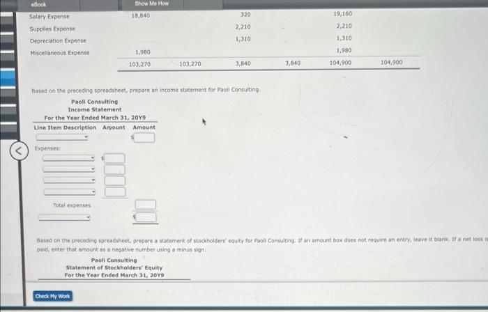  Based on the preceding spreadsheet, prepare an income statement for Paoll