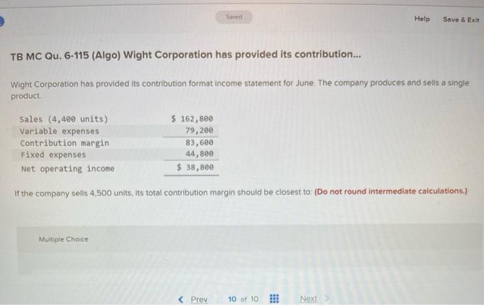 answer plz? Sales (4,400 units) Variable expenses Contribution margin TB MC Qu.