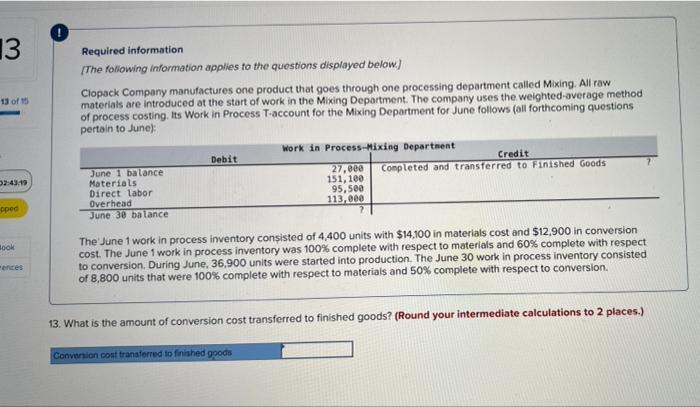 at the start of work in the Mixing Department. The company uses