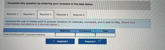 work in the first department, Cooking, is given below for May Production