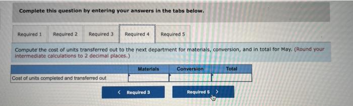 data: Pounds in process, May 1: materials 100% complete; conversion 90% complete.